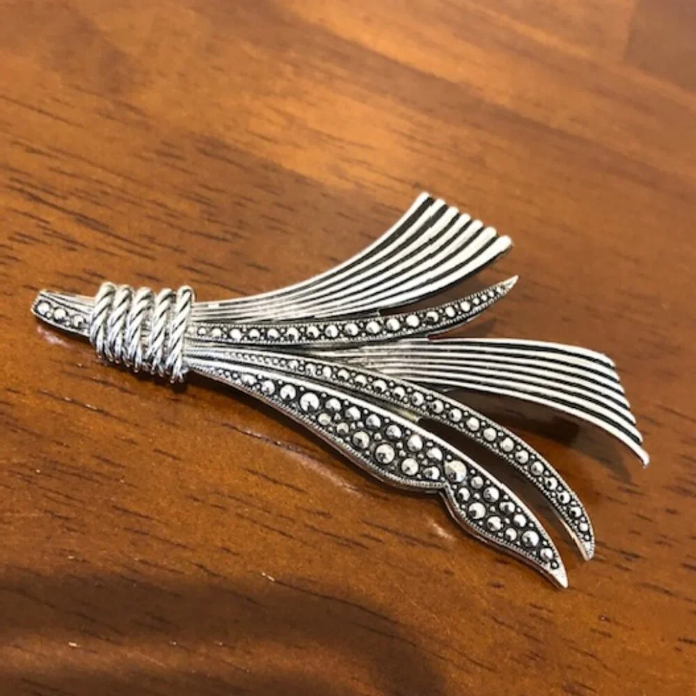 Vintage Silver Tone Germany Brooch Pin.